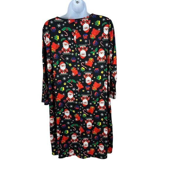 Christmas Santa Print Dress With Long Sleeves For Women Size Medium - Picture 2 of 5